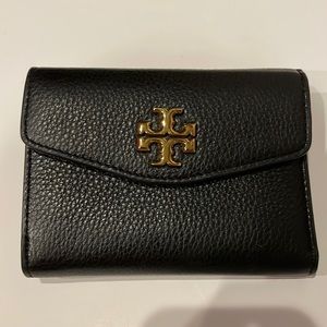 Black leather Tory Burch Tri-fold Mini Wallet